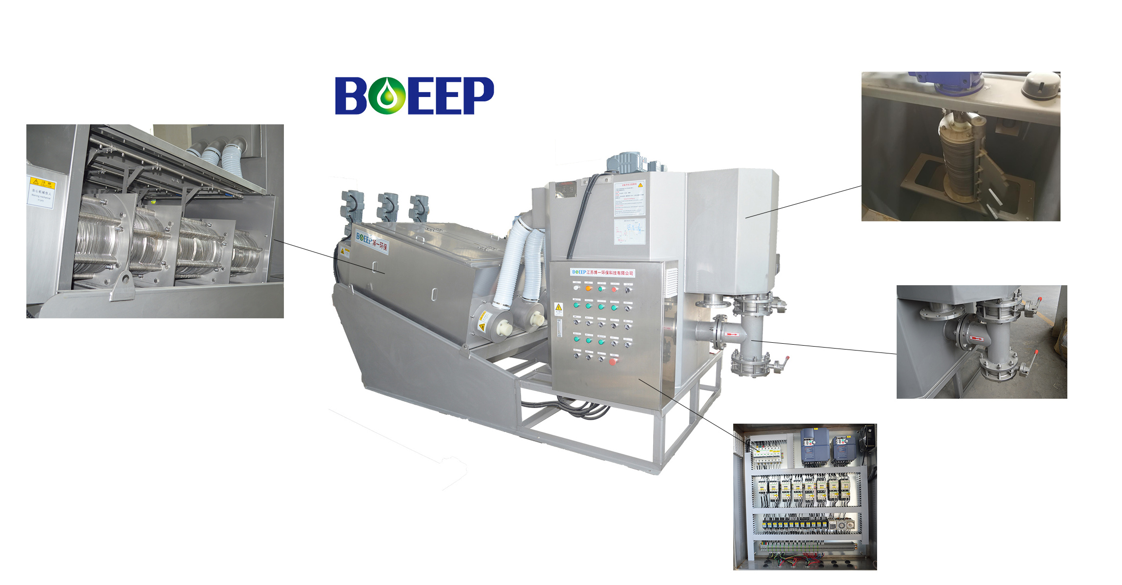 structure of pre-thickening screw press sludge dehydrator