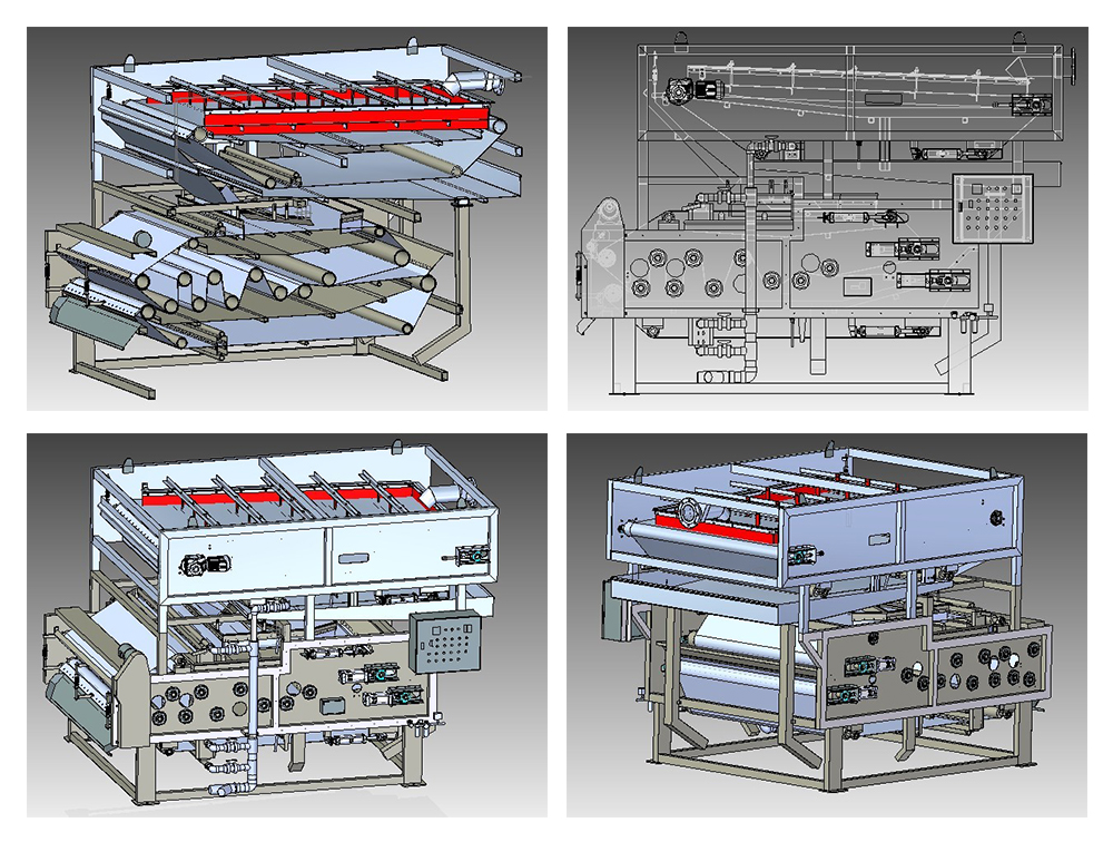 structure of belt press sludge dehydrator