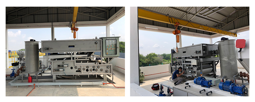 project site of sludge dewatering belt press machine